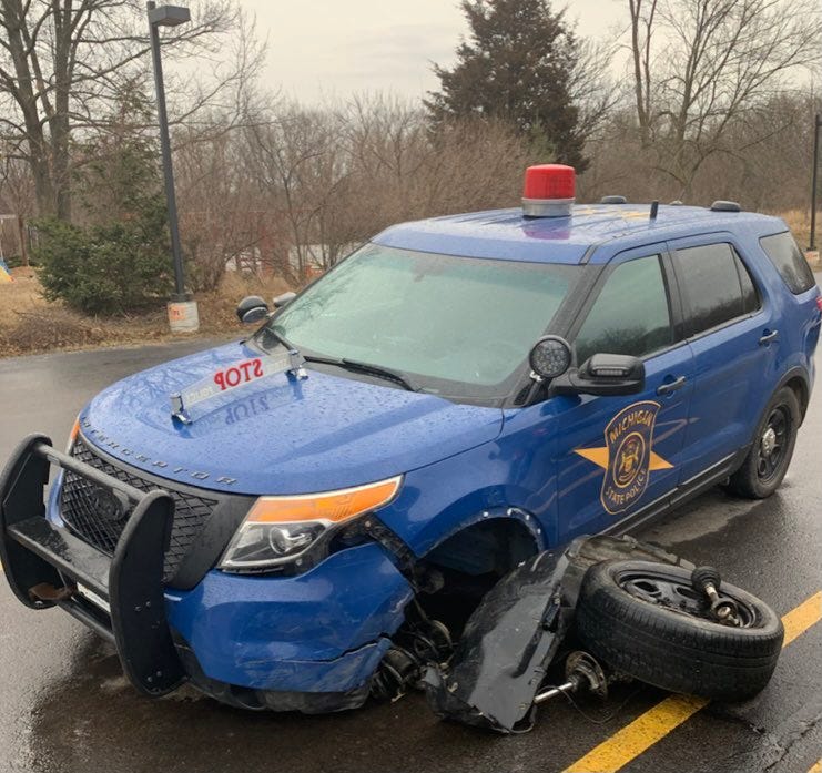 A man hit a state patrol car on St Paddys Day