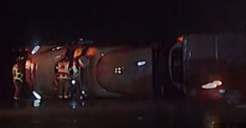 Truck flipped over by severe weather in Midlothian