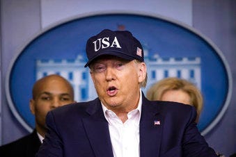 FILE - In this March 14, 2020 file photo, President Donald Trump speaks during a news conference about the coronavirus in the James Brady Briefing Room at the White House in Washington. (AP Photo/Alex Brandon)