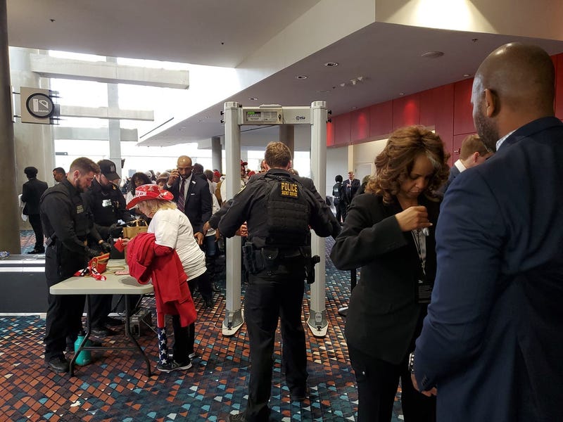 Trump supporters took their turn through security Friday for his Atlanta visit