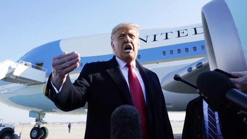 Trump takes no responsibility for riot as he heads to Texas