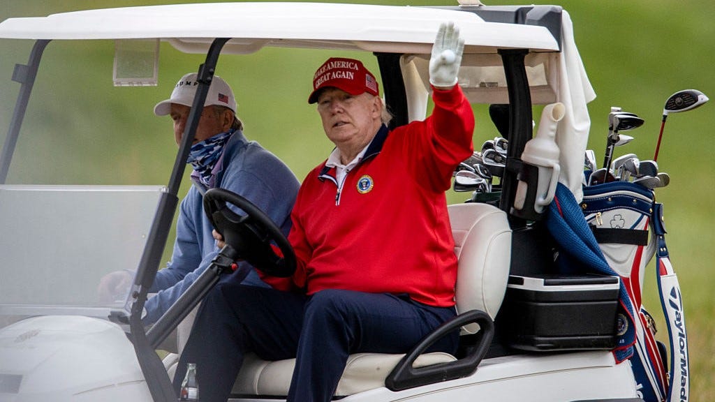 Trump refers to himself as '45th and 47th' president while playing golf