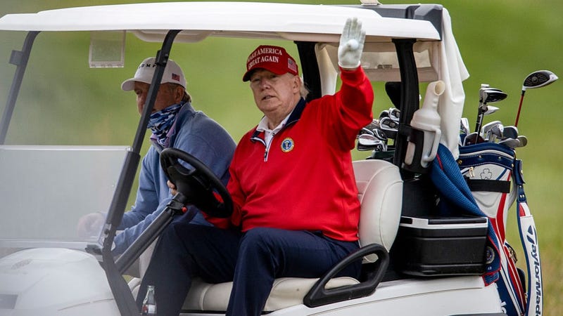 US President Donald Trump golfs at Trump National Golf Club on November 27, 2020 in Sterling, Virginia.