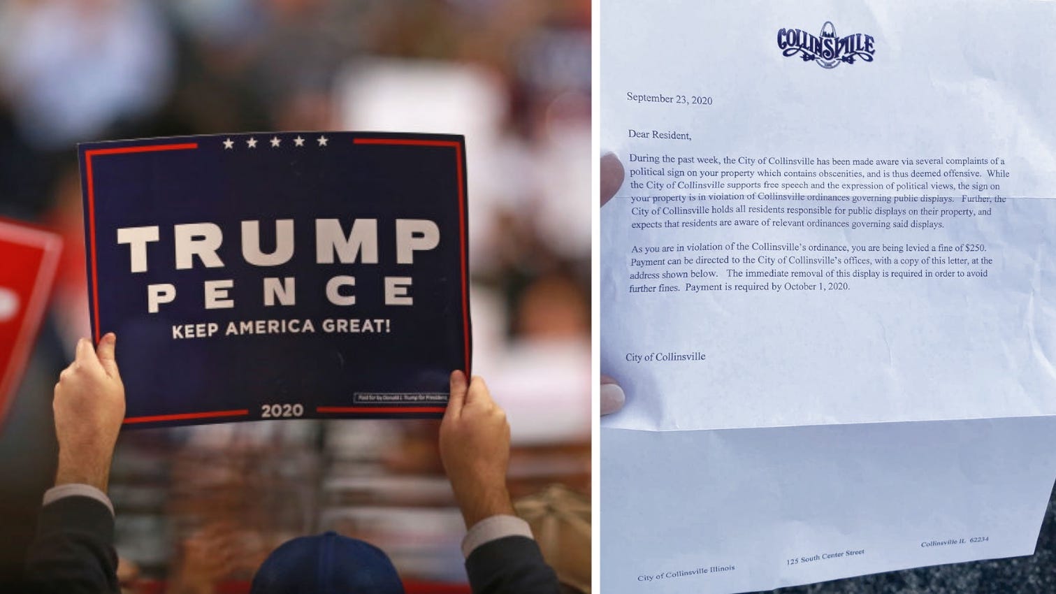Fake letter from Illinois town tells resident to take down 'offensive' Trump campaign sign