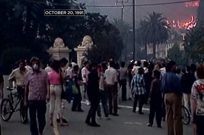 Footage from the 1991 Oakland Hills Tunnel Fire in the East Bay.