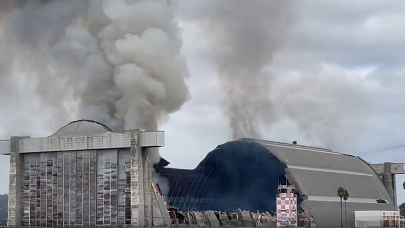 burning blimp hangar