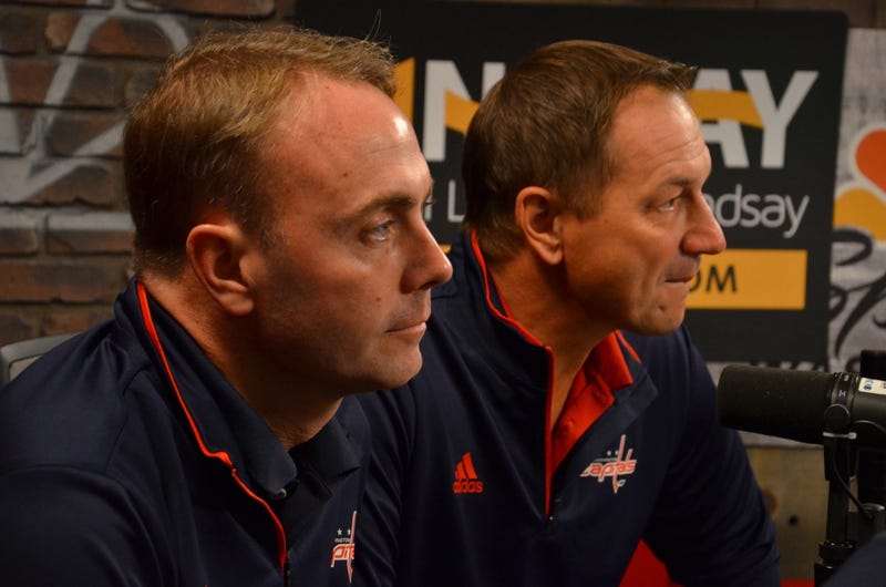 Hunter Lochmann, Chief Marketing Officer, Monumental Sports (left) and Caps alumni Peter Bondra (right) in studio with The Junkies
