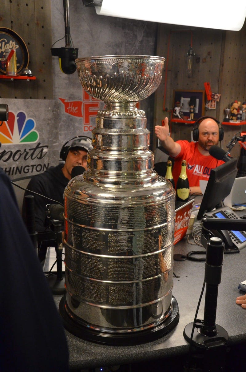 The Stanley Cup, in all its glory, in studio with The Sports Junkies