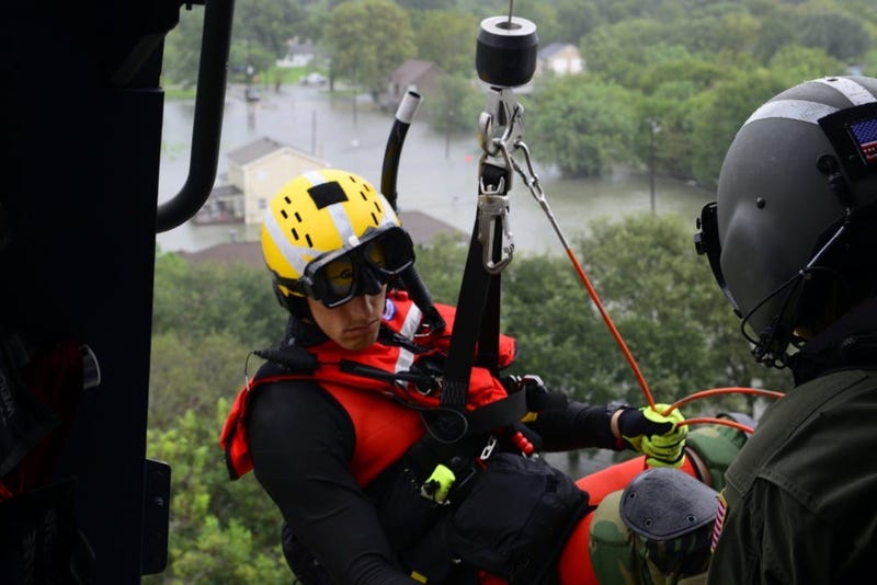 The Coast Guard responds to search and rescue requests in response to Hurricane Harvey