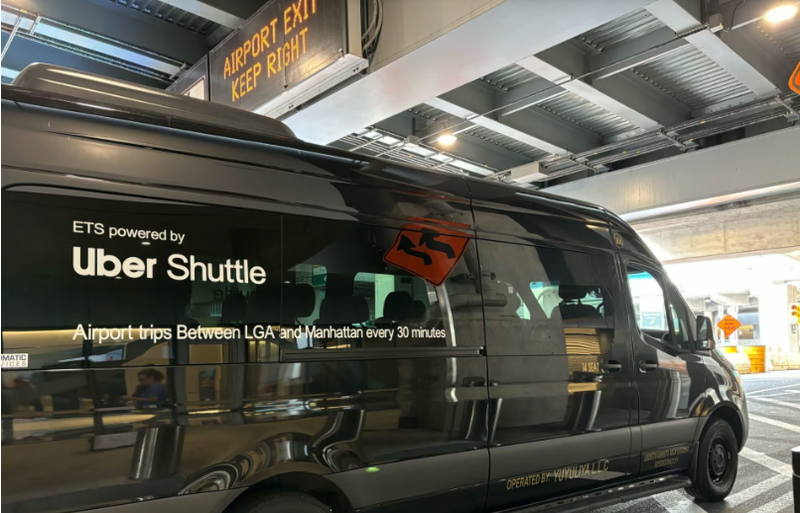 Uber launched low-cost shared shuttle rides to and from LaGuardia Airport and Manhattan.
