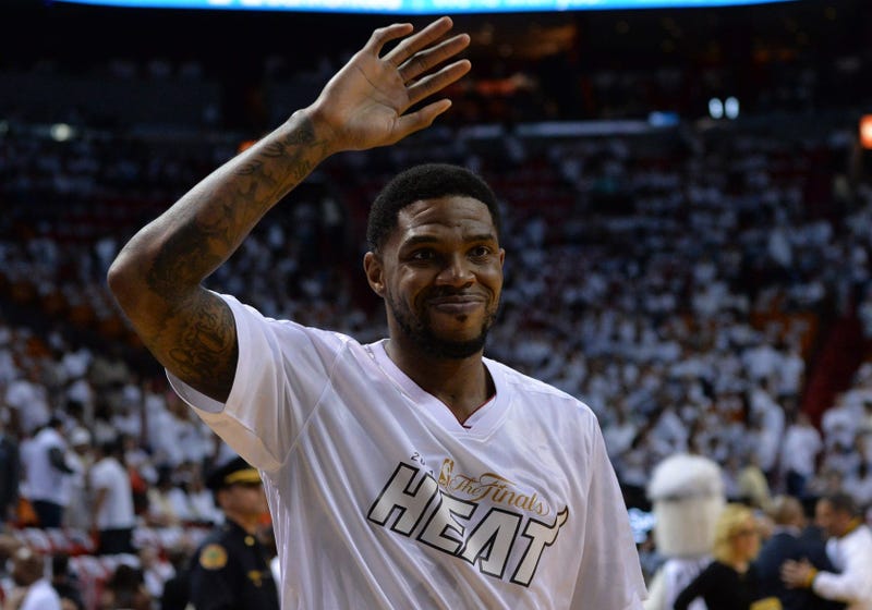 Udonis Haslem waves in NBA Finals