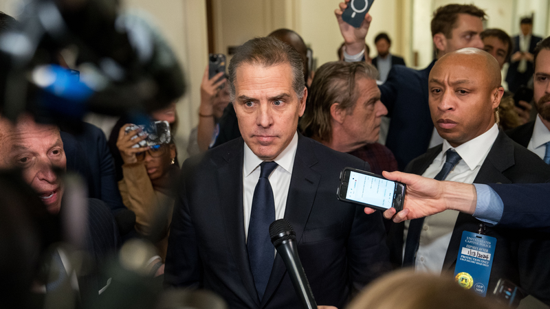 JANUARY 10: Hunter Biden, son of U.S. President Joe Biden, departs a House Oversight Committee meeting at Capitol Hill on January 10, 2024 in Washington, DC. The committee is meeting today as it considers citing him for Contempt of Congress.