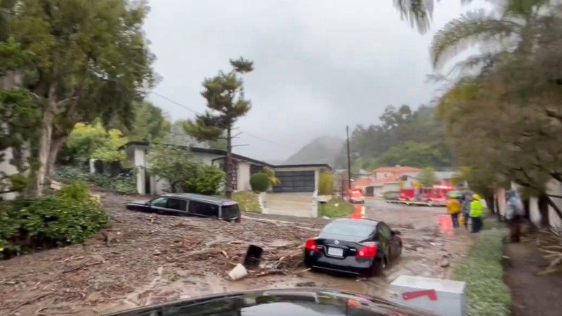 Cars stuck in Beverly Crest on North Beverly Drive.