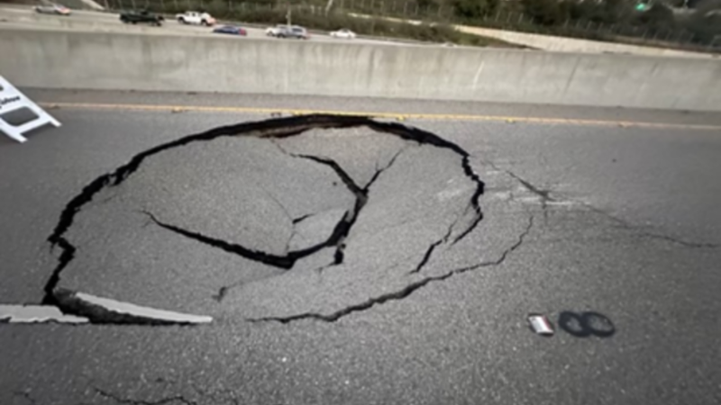 405 Freeway off-ramp closed indefinitely due to large sinkhole
