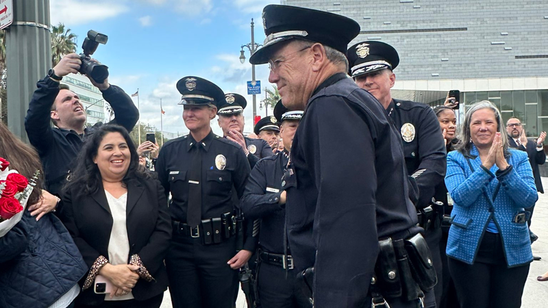 Moore exits LAPD headquarters for the last time as Chief