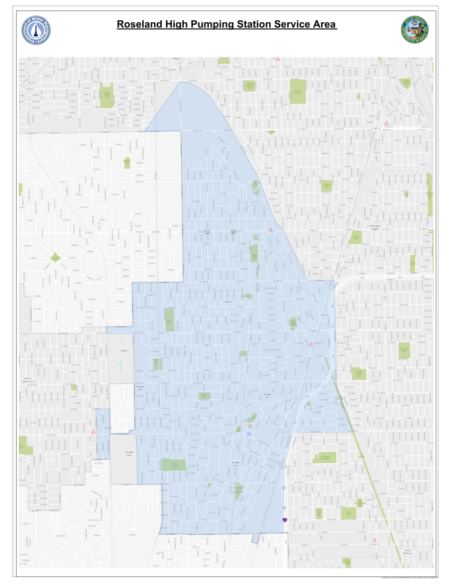 A city map shows the area under a boil order.