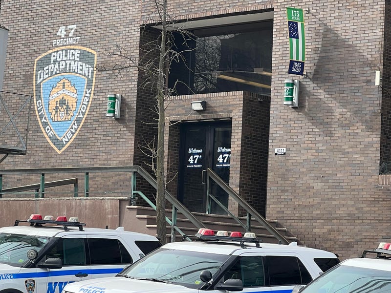 Outside 47th Precinct stationhouse on Laconia Avenue in Edenwald.