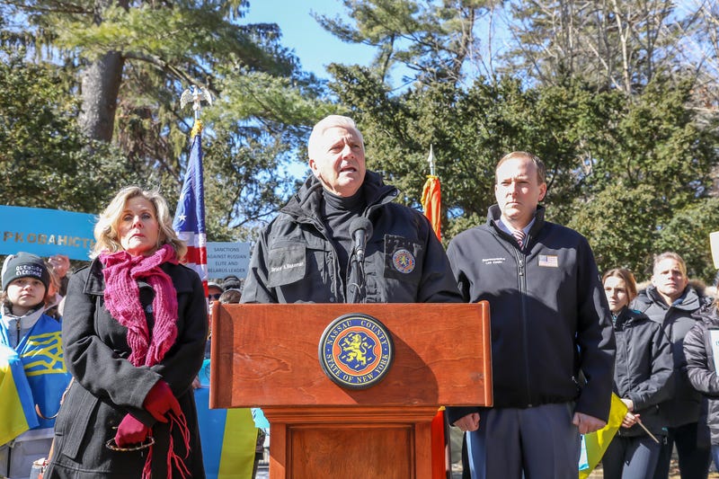 Nassau County Executive Bruce A. Blakeman calling on the closure of a Russian compound on Feb. 26.