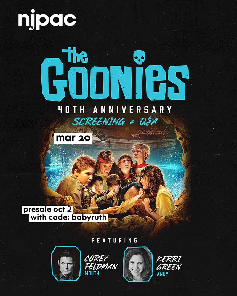 Enter for a Chance to Win Tickets to the ​40th Anniversary screening of The Goonies at NJPAC