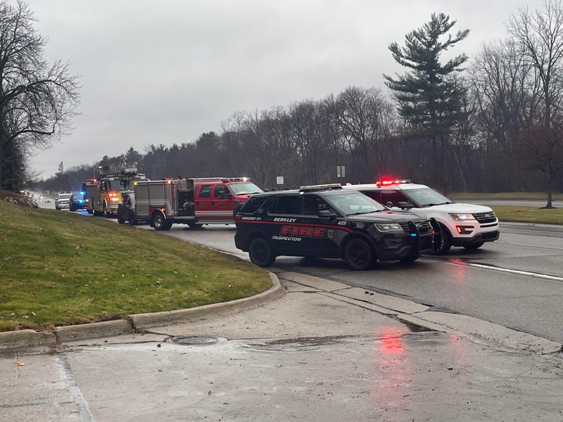 Authorities warned traffic will be slow moving along Woodward Ave. in Bloomfield Hills as crews work to control a fire that broke out at a condominium late Friday morning.