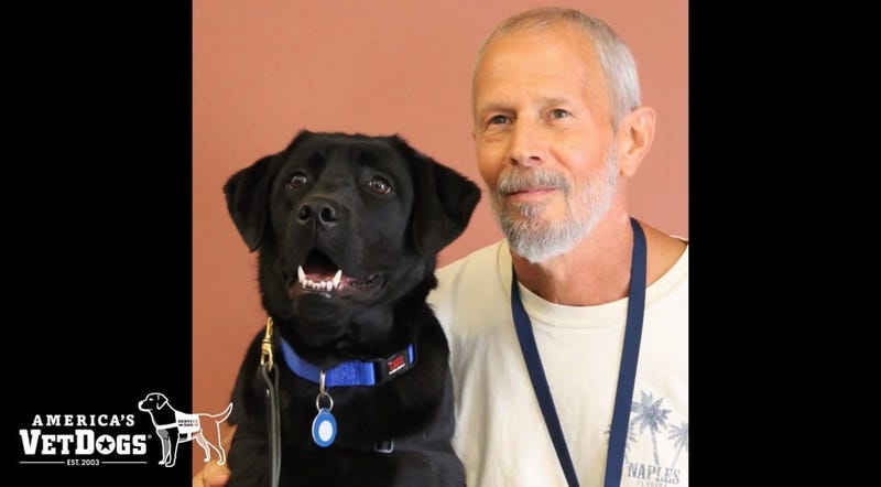 Vietnam Veteran Stephen Nelson receives service dog from America's VetDogs to help cope with PTSD.