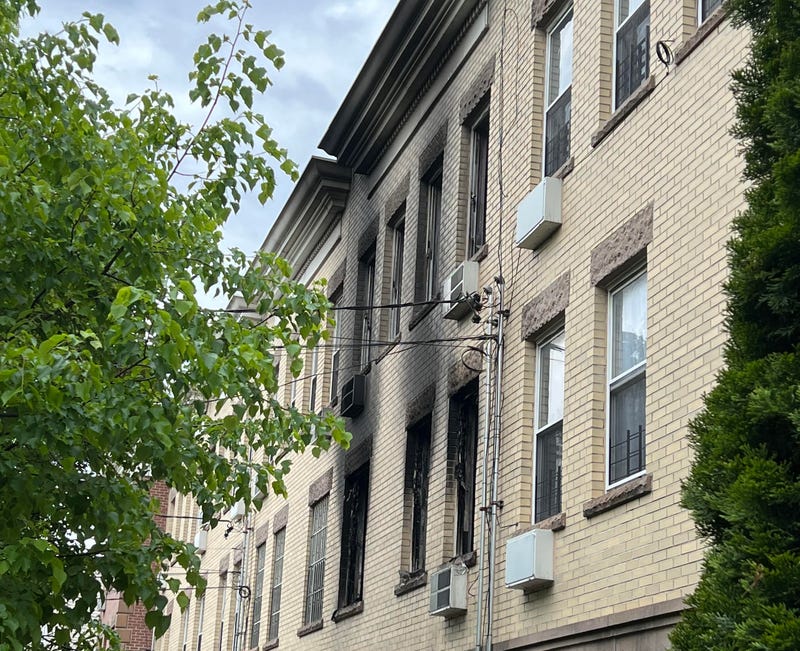 The building appeared heavily damaged Tuesday morning as the investigation continued