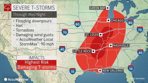 Elevated risk for severe storms Wednesday