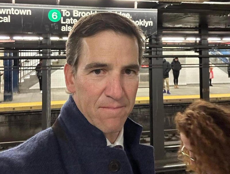 Former Giants quarterback Eli Manning shocked fans when he posted a selfie from his "first" subway ride, two decades after joining the New Jersey-based team