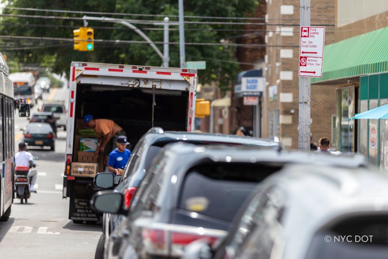Truck loading zone pictured in Queens, New York. 