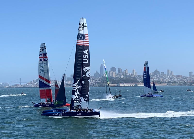This weekend, sailing teams from nine countries will ply the waters of San Francisco, competing for the Grand Final prize in the SailGP competition. Photo from SailGP competition, April 30, 2019.