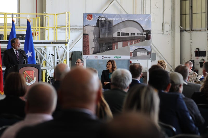 Gov. Gretchen Whitmer and other leaders at Selfridge ground breaking ceremony