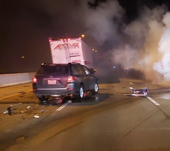 One person was killed Sunday in a three-vehicle expressway crash in northwest Indiana.