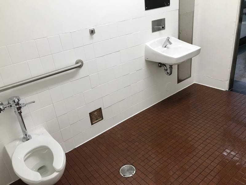 The reopened restroom at Lake Merritt.