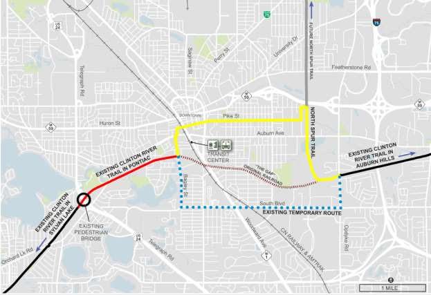 Updated map of Clinton River Trail project