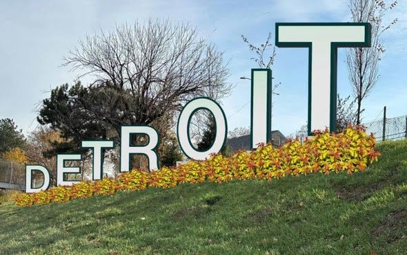 Rendering of what Detroit Gateway sign will look like along I-94