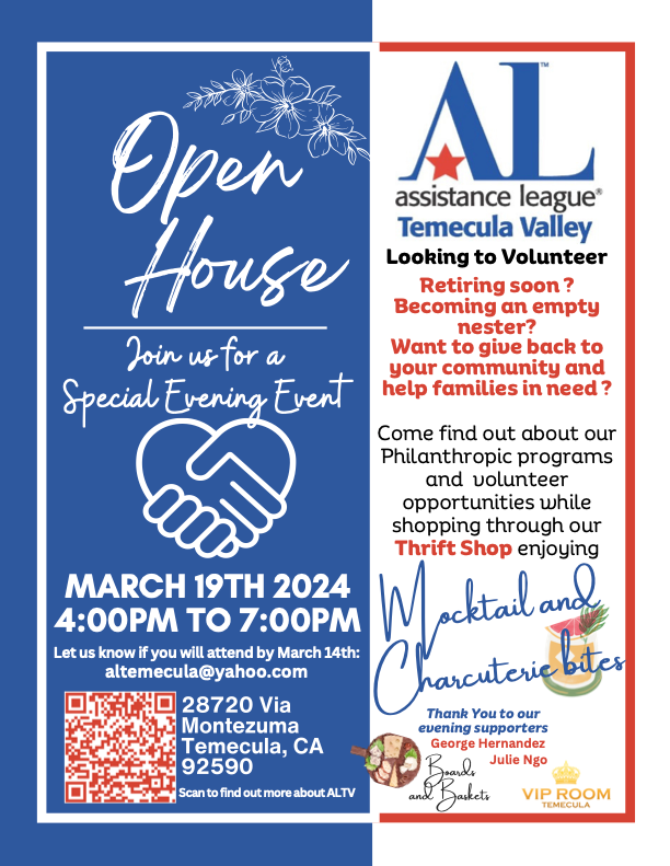 Assistance League of Temecula Valley Open House flyer