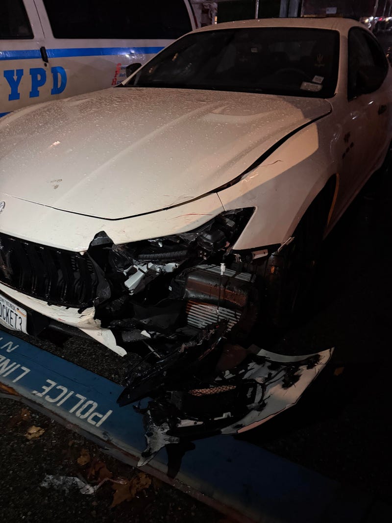 The Maserati was found smashed on the Whitestone Bridge