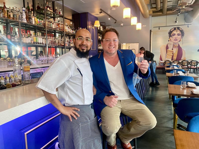 KCBS Radio's Foodie Chap with ROOH Chef Pujan.