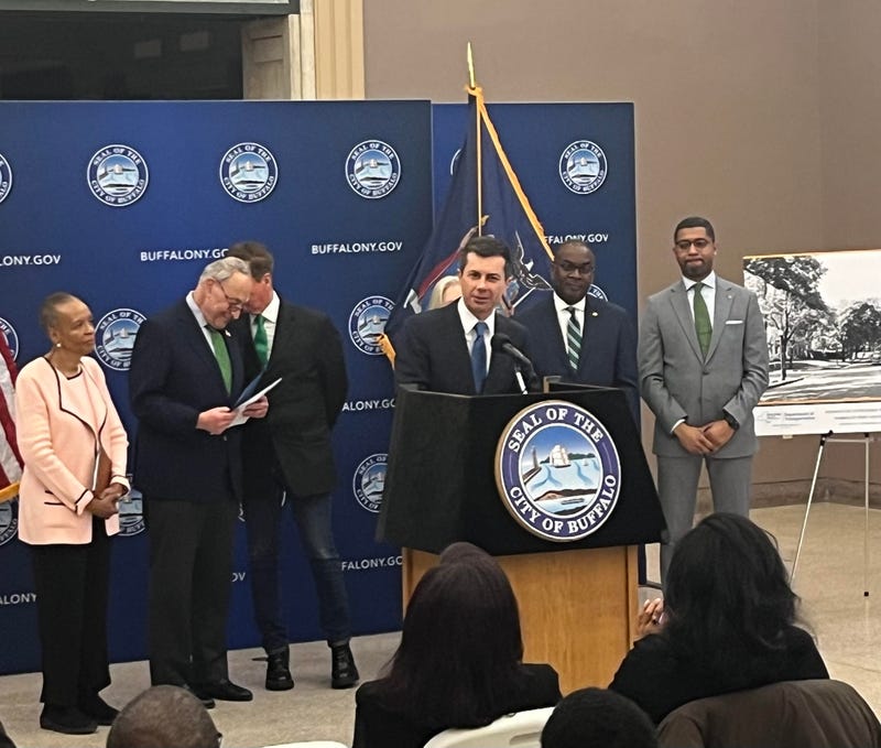 Senator Chuck Schumer, Congressman Brian Higgins, Secretary of Transportation Pete Buttigieg, Senator Kirsten Gillibrand and Buffalo Mayor Byron Brown and Governor Kathy Hochul were just some of the elected officials at the Buffalo Museum of Science discussing the $1 billion dollar Kensington Project. (03/17/2023).