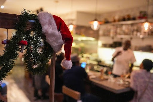 Inside River Twice, the modern American restaurant on East Passyunk Avenue. This week, it hosts its annual collaborative Christmas in July tasting menu series with guest chefs. 