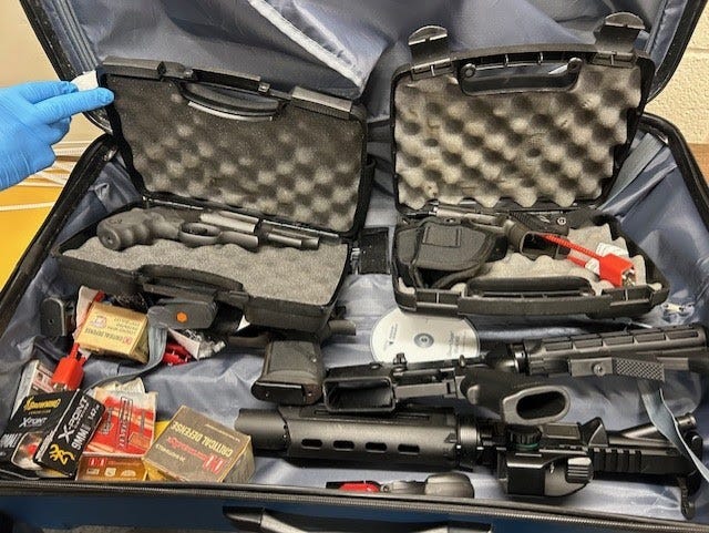 Joseph Moore, 48, was hit with weapons charges after selling eight guns to an undercover officer over eight months this year.