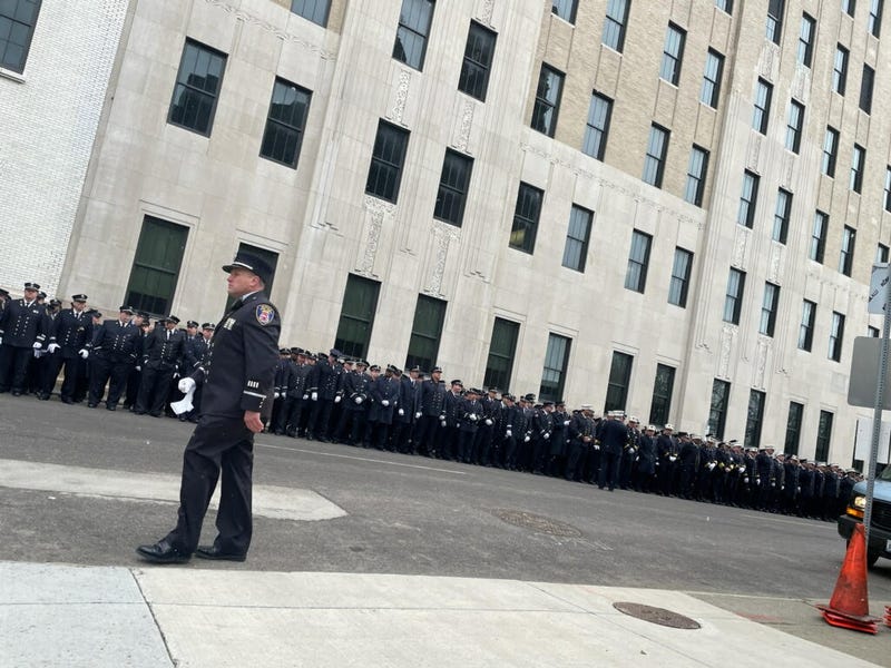 Firefighters lined up alongside Franklin Street in Buffalo, N.Y. (03/10/23)