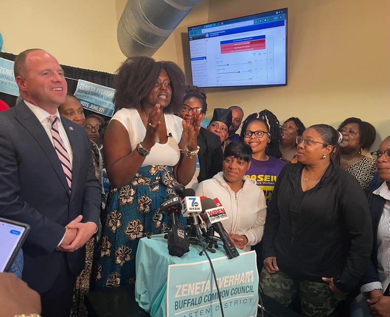 Zeneta Everhart speaks following her Democratic primary win for Buffalo Common Council's Masten District seat.