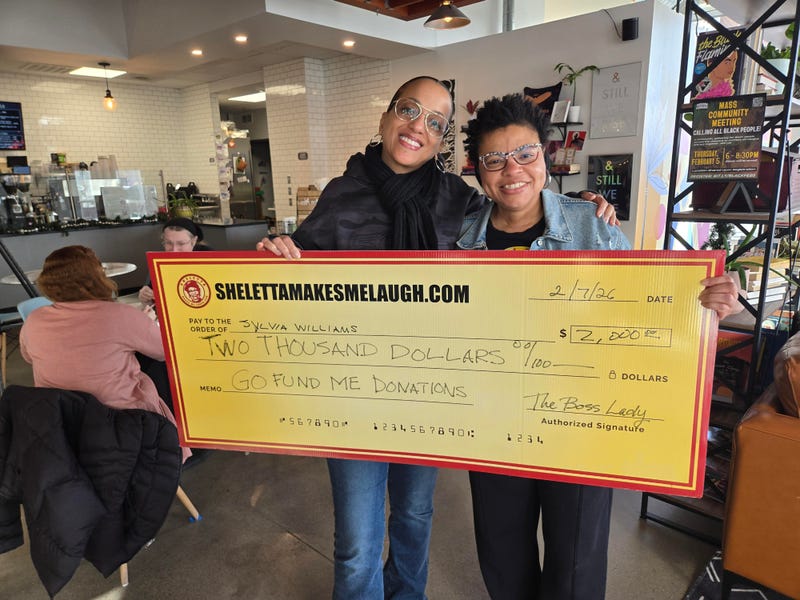 Saturday morning, Feb. 7, Shaunie Grigsby, owner of Flava Café. got unexpected help in the form of a $2,000 check from WCCO's Sheletta Brundidge.