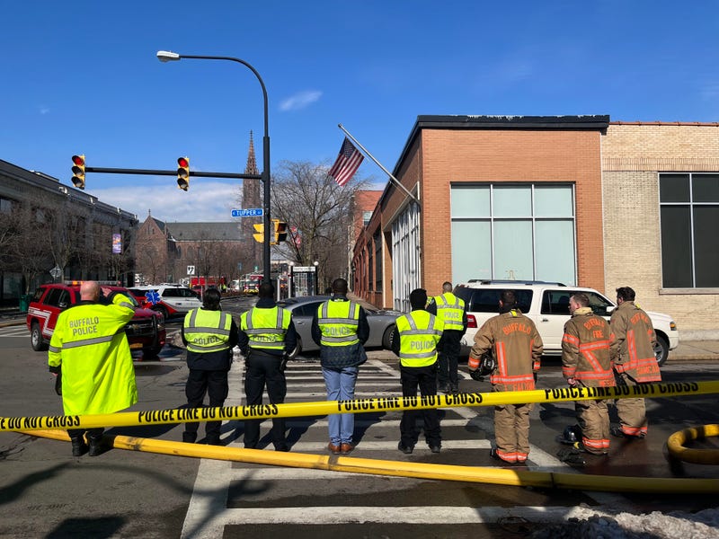 BUFFALO, N.Y. - Buffalo Fire and Police standing in solidarity on Main St. as they heard word of the loss of the firefighter.