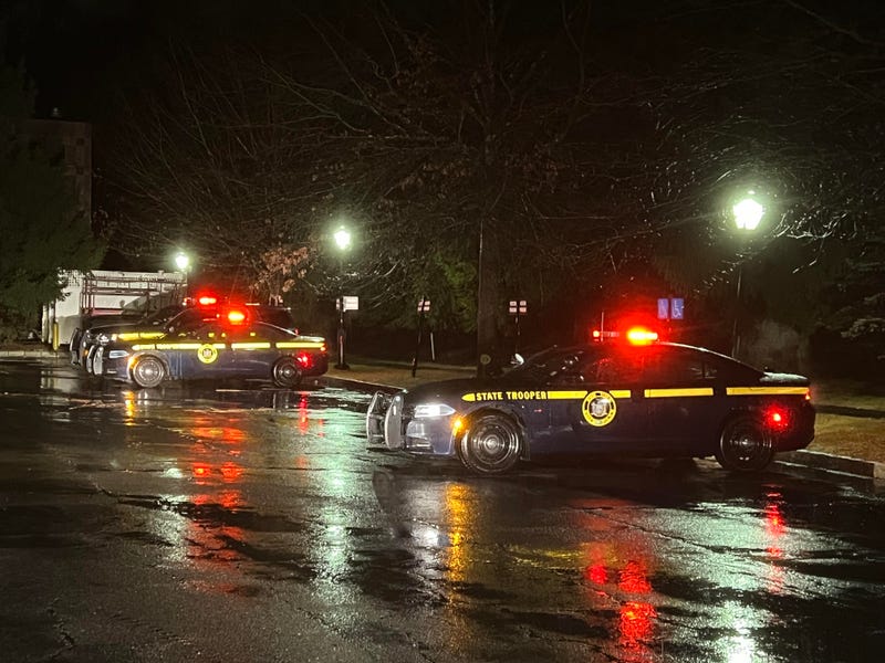 State police near the search scene on Thursday night
