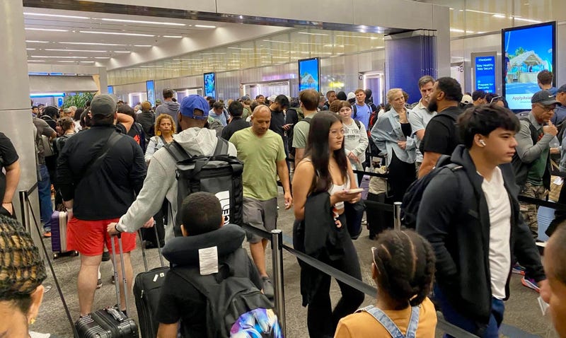 LaGuardia Airpot was packed with travelers on Friday morning