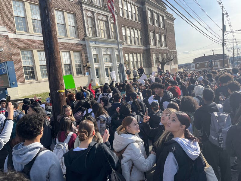 Hundreds of Perth Amboy High School Students took part in a walk out on Monday after an 11-year-old boy at a nearby middle school was stabbed by another classmate. 