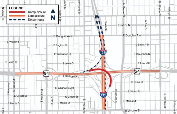 Ramp closure plans change at Kellogg and I-135