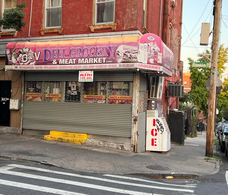 The woman was shout outside a deli at 1397 Franklin Ave. around 4 p.m. Thursday